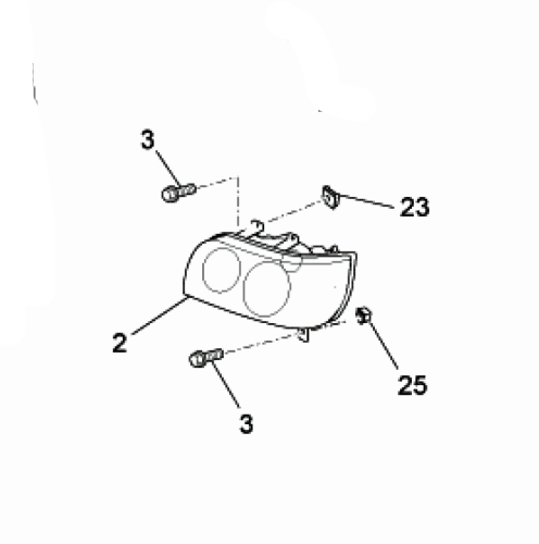 Headlamp with flasher front left
